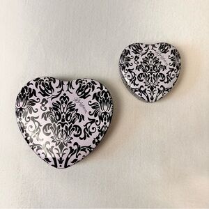 Brighton Set 2 Jewelry Trinket BoxCollectibles Heart Shaped Metal Black White